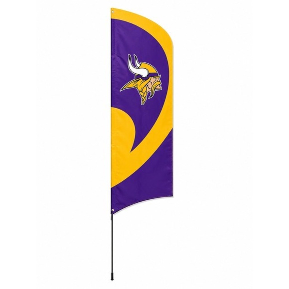 Minnesota Vikings 8.5' x 2.5' Tailgate Flag Kit w Metal Pole NFL Licensed